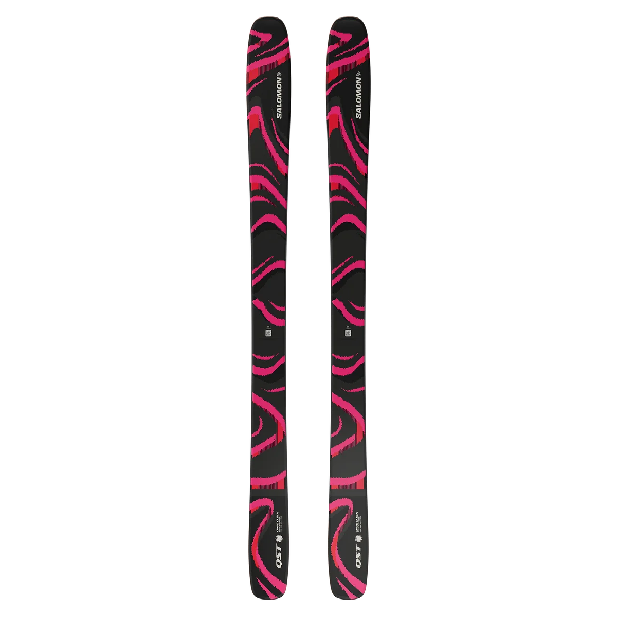 2027 Salomon QST 106 Black/Pink: full topsheet pair