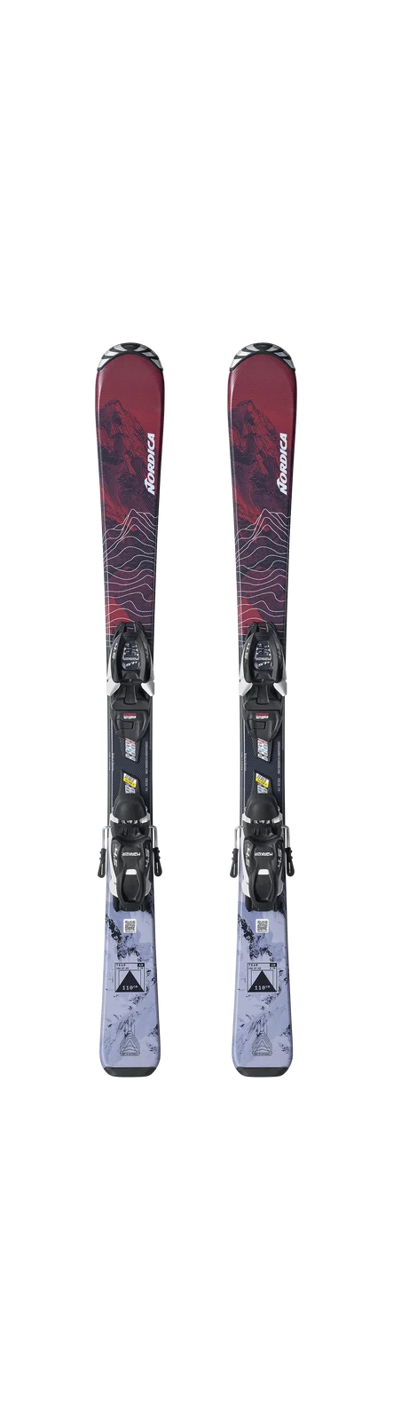 2027 Nordica Team AM + J4.5 manufacturer family graphic; 110 cm reference view